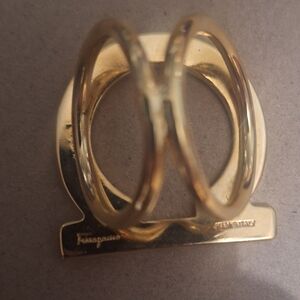 Salvatore Ferragamo Gold Tone Double Loop For A Scarf